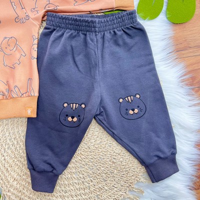 Conj. Casaco Safari e Calça Tigrinhos de Moletom - Caramelo